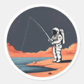 Sticker Rond Astronaut Mode de pêche Galaxie Space Party Rocket (Devant)