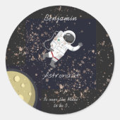Sticker Rond Astronaut Moon Monogramme Enfants 5e anniversaire  (Devant)