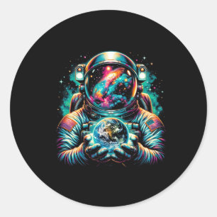 Sticker Rond Astronaut Planètes Astronaut Science Espace Cosmiq
