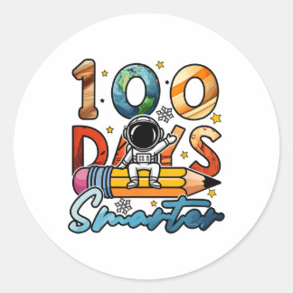Sticker Rond Astronaut Planètes Science Espace Joyeux 100 Jours