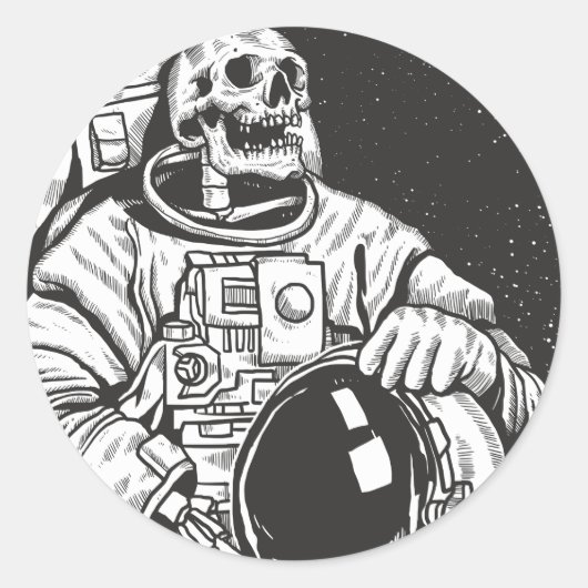 Sticker Rond Astronaut Skeleton Crâne Éffrayant (Devant)
