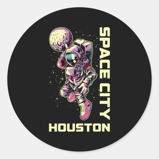 Sticker Rond Astronaut Space City Dunk Houston Texas (Devant)