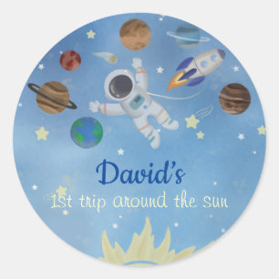 Sticker Rond Astronaut Space Rockship Planètes