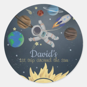 Sticker Rond Astronaut Space Rockship Planètes
