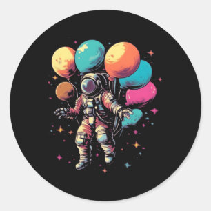 Sticker Rond Astronaut Universe Planètes Galaxy