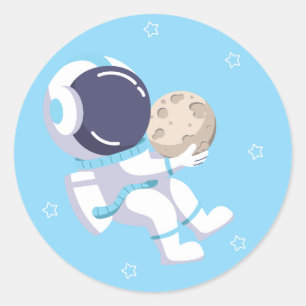 Sticker Rond Astronaute bleu clair - 
