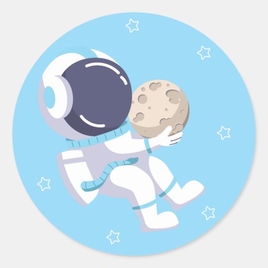 Sticker Rond Astronaute bleu clair - (Devant)