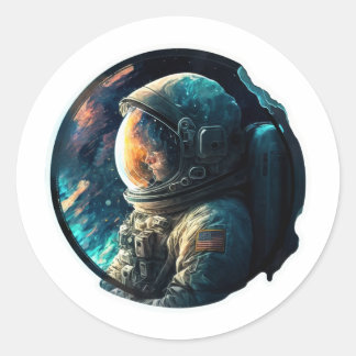 Sticker Rond Astronaute dans l'espace