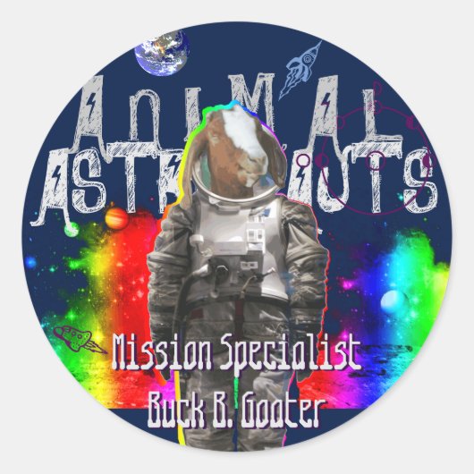 Sticker Rond Astronaute de chèvre de galaxie dans l'espace (Devant)