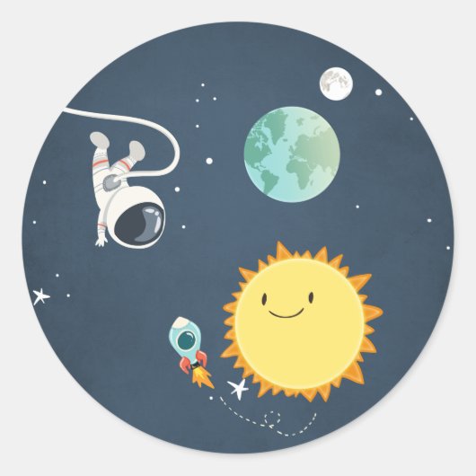 Sticker Rond Astronaute de fusée de l'enveloppe spatiale (Devant)