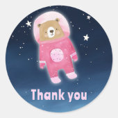 Sticker Rond Astronaute du Merci de l'Ours de l'espace rose (Devant)