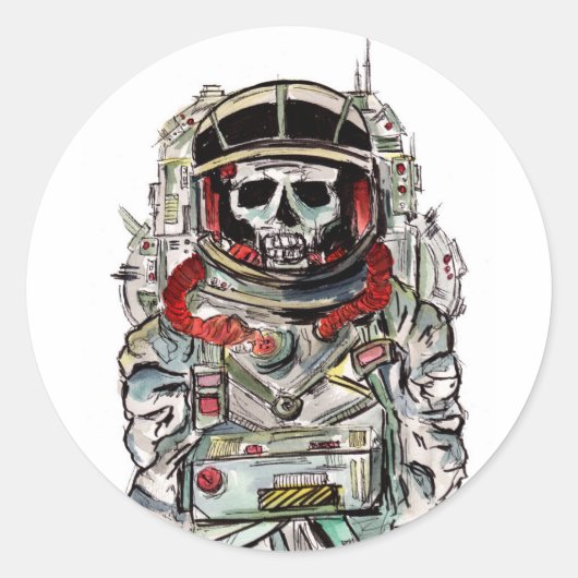 Sticker Rond Astronaute du squelette (Devant)
