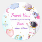 Sticker Rond Astronaute Espace extra-atmosphérique Merci d'anni (Devant)