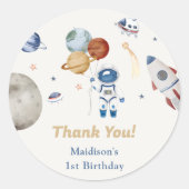 Sticker Rond Astronaute Espace extra-atmosphérique Merci d'anni (Devant)