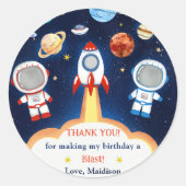 Sticker Rond Astronaute Espace extra-atmosphérique Merci d'anni (Devant)