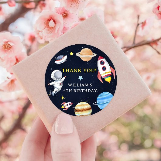 Sticker Rond Astronaute Espace extra-atmosphérique Merci d'anni