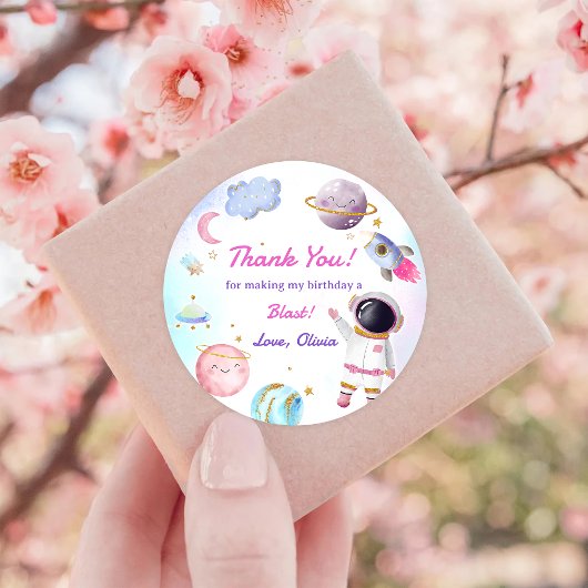 Sticker Rond Astronaute Espace extra-atmosphérique Merci d'anni