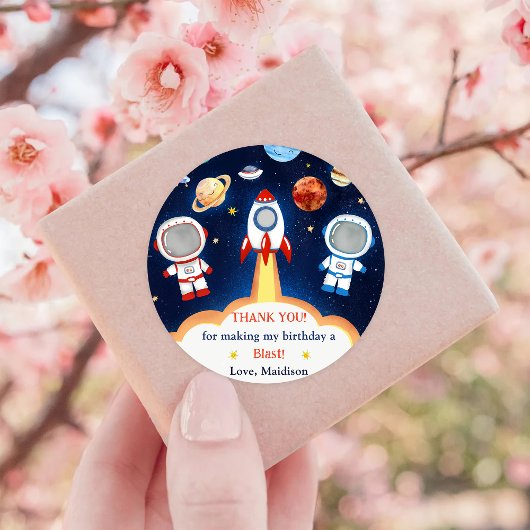 Sticker Rond Astronaute Espace extra-atmosphérique Merci d'anni