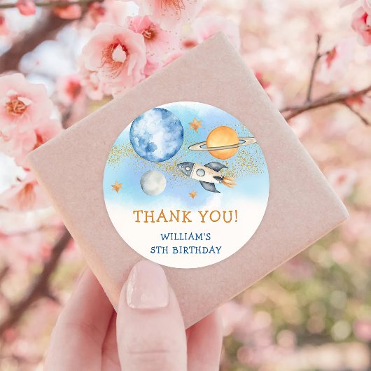 Sticker Rond Astronaute Espace extra-atmosphérique Merci d'anni