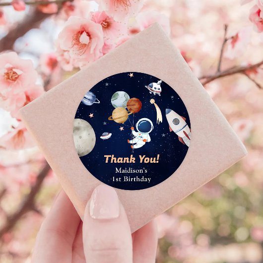 Sticker Rond Astronaute Espace extra-atmosphérique Merci d'anni