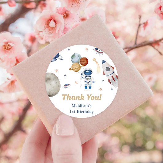 Sticker Rond Astronaute Espace extra-atmosphérique Merci d'anni