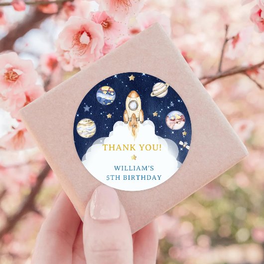 Sticker Rond Astronaute Espace extra-atmosphérique Merci d'anni