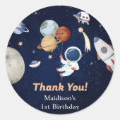 Sticker Rond Astronaute Espace extra-atmosphérique Merci d'anni (Devant)