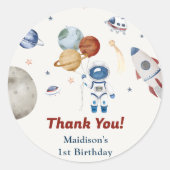 Sticker Rond Astronaute Espace extra-atmosphérique Merci d'anni (Devant)