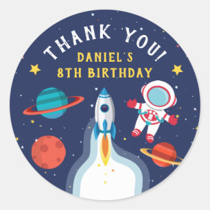 Sticker Rond Astronaute Espace extra-atmosphérique Merci d'anni