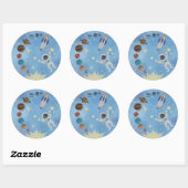 Sticker Rond Astronaute Fusée Spatiale Navire Planètes (Feuille)