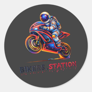 Sticker Rond Astronaute Motard