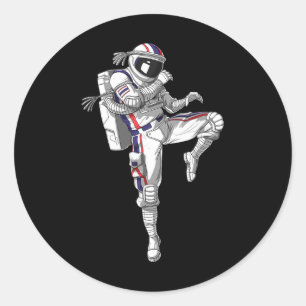 Sticker Rond Astronaute Muay Thai Boxe Karaté Kickboxing Marti