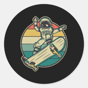 Sticker Rond Astronaute Skateboard Planche à roulettes