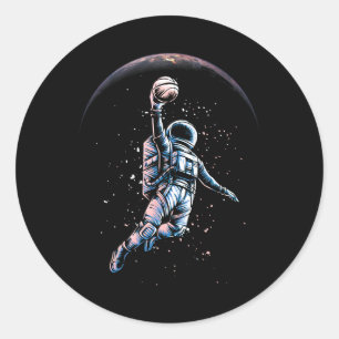 Sticker Rond Astronaute Slam Dunk Espace Tee Sketll Amoureux Co
