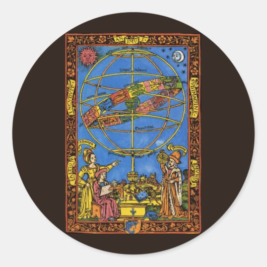 Sticker Rond Astronome Claudius Ptolemy, Céleste Vintage (Devant)