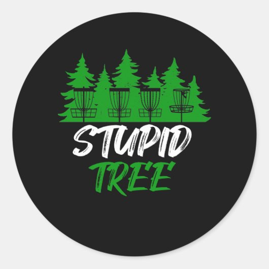 Sticker Rond Astuce Arbre Disc Golf Funny Frisbee Golf (Devant)