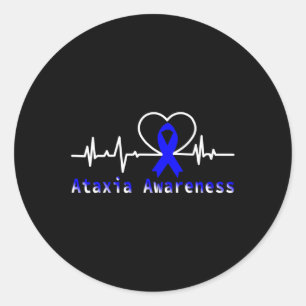 Sticker Rond Ataxia Sensibilisation Heartbeat Guerrier Support