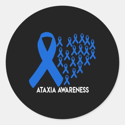 Sticker Rond Ataxia Sensibilisation ruban bleu Cadeau (Devant)