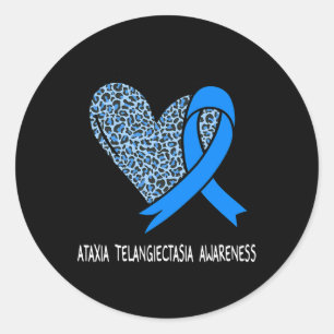Sticker Rond Ataxia Telangiectasia Sensibilisation Bleu Ruban