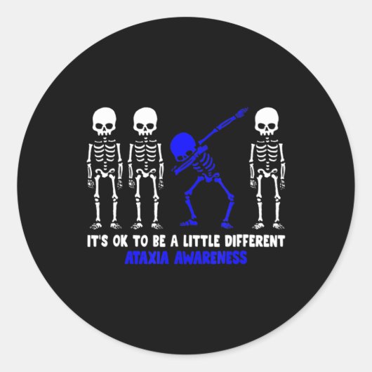 Sticker Rond Ataxia Warrior bleu Ruban Sensibilisation maladie  (Devant)