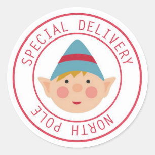 Sticker Rond Atelier Elf Père Noël du Pôle Nord de Noël