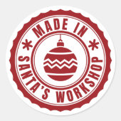 Sticker Rond Atelier Fabriqué En Père Noël (Devant)