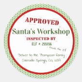Sticker Rond Atelier père Noël Approuvé et inspecté (Devant)