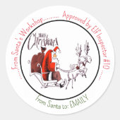 Sticker Rond Atelier Santa Claus Père Noël Riding Reindeer (Devant)