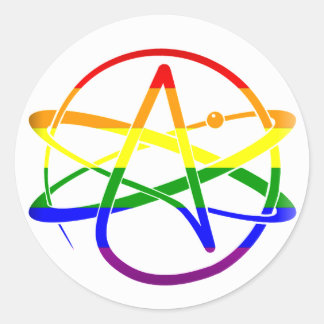 Sticker Rond Athée arc-en-ciel