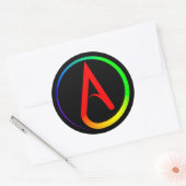 Sticker Rond Atheist Symbol Rainbow (Enveloppe)