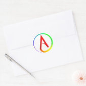 Sticker Rond Atheist Symbol Rainbow (Enveloppe)