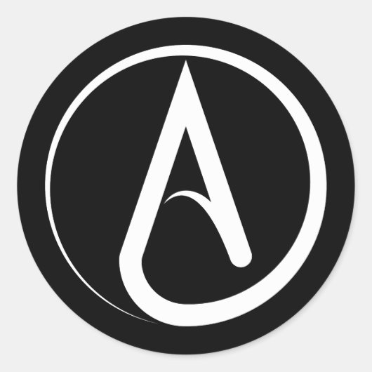 Sticker Rond Atheist Symbol White (Devant)