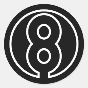 Sticker Rond Athlètes Numéro 8 forme circulaire