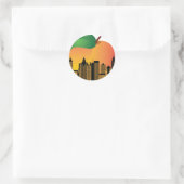 Sticker Rond Atlanta Georgia Night Skyline Inside Peach (Sac)